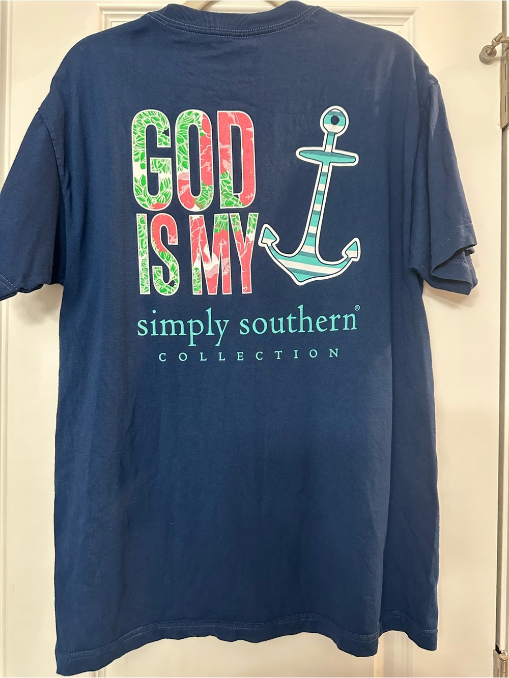 Simply Southern Navy Short Sleeve Logo Tee L